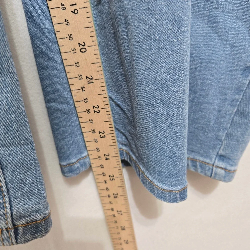 Sidefeel Barrel Jeans Size 16 Light Wash High Rise Curved Leg Stretch Denim 1295